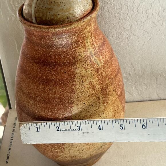Studio Art Pottery Pot Canister With Lid Large Stoneware Speckled 11" - Picture 8 of 8